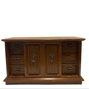 Vintage Large Wooden Double Sliding Doors Deluxe Jewelry Box!